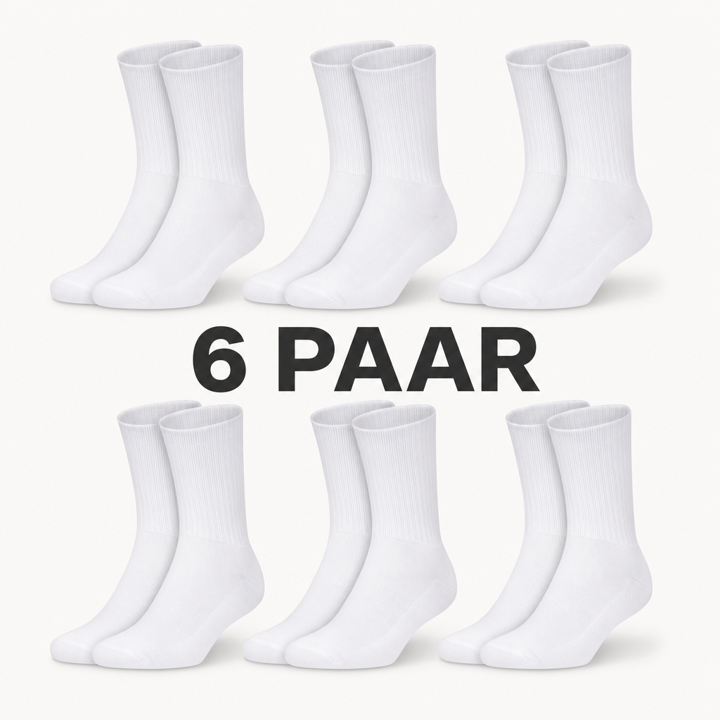 6 paar witte sokken